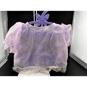 Vtg Lavender Sheer Fabric Doll Shirt Lace Trim 16” 18” Fits Cabbage Patch‎ Kids